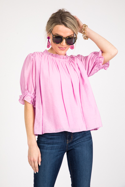 Crinkle Pleats Blouse, Pink