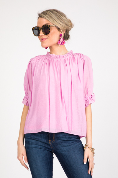 Crinkle Pleats Blouse, Pink