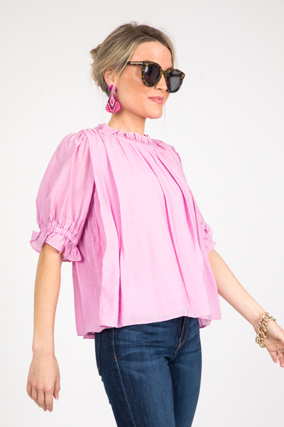 Crinkle Pleats Blouse, Pink