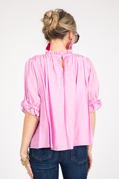 Crinkle Pleats Blouse, Pink