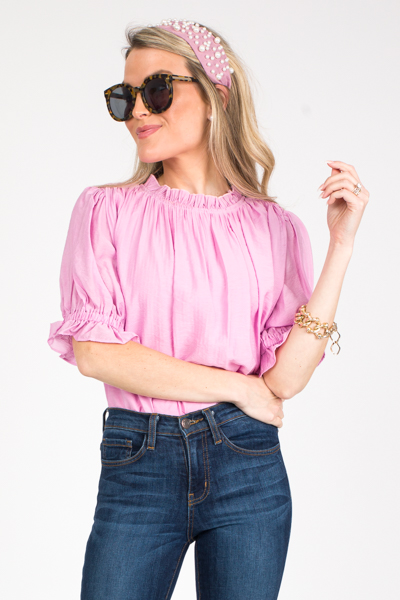 Crinkle Pleats Blouse, Pink