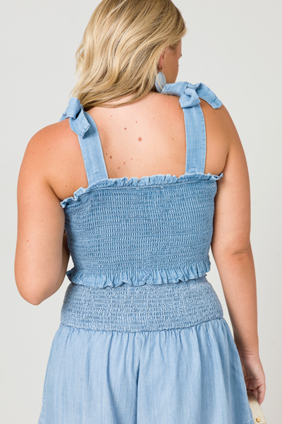 Chambray Smock Crop Top