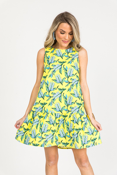 Lime Light Blooms Dress, Yellow