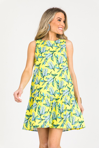 Lime Light Blooms Dress, Yellow