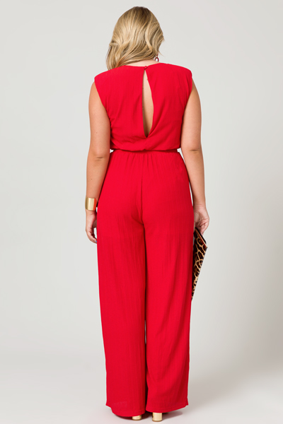Ribbed Red Jumpsuit