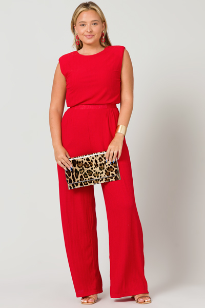 Ribbed Red Jumpsuit
