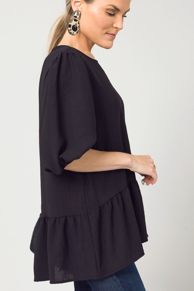 Solid Drop Waist Blouse, Black