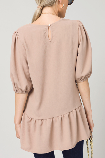 Solid Drop Waist Blouse, Tan