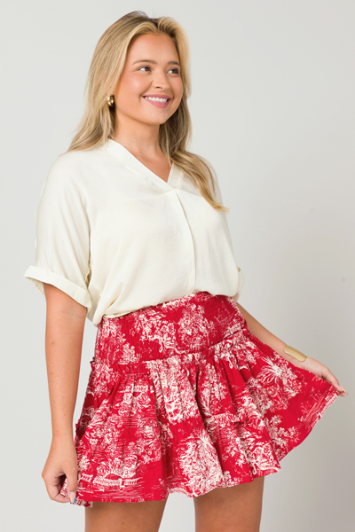 Vintage Toile Skirt, Red