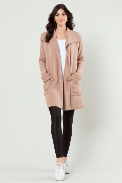 Collared Sweater Cardigan, Mocha