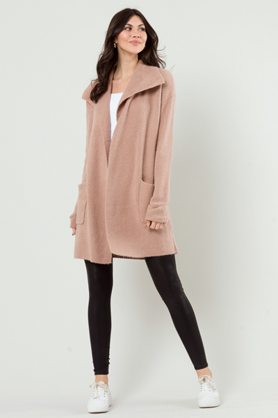 Collared Sweater Cardigan, Mocha