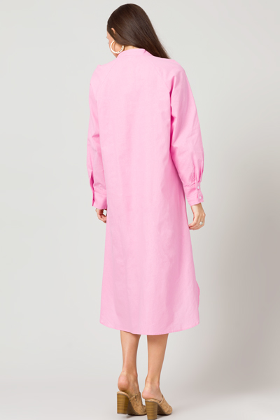 Loose Button Up Midi, Pink