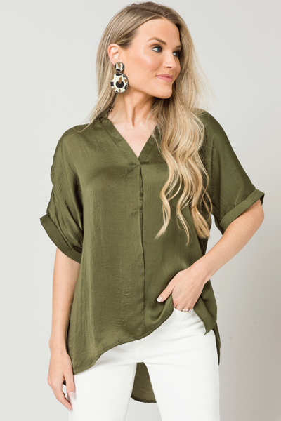 Cam Satin Blouse, Olive