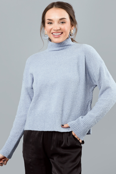 Parker Mock Sweater, Misty Blue