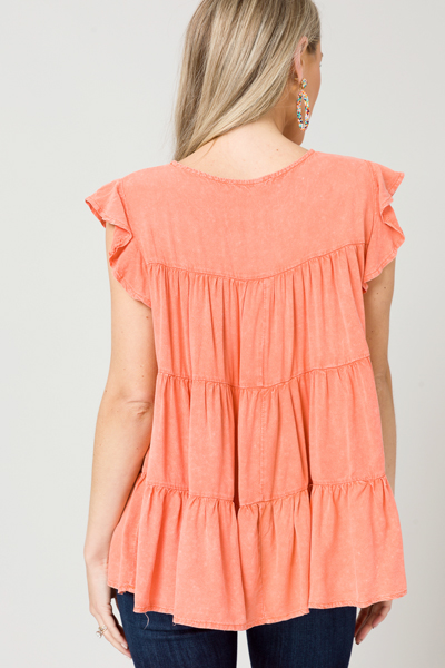 Washed Tiers Top, Tangerine