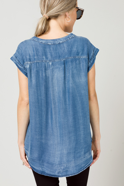 Miller Washed Chambray Top, Blue