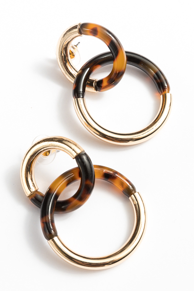 Half Acrylic Circle Earrings, Tortoise