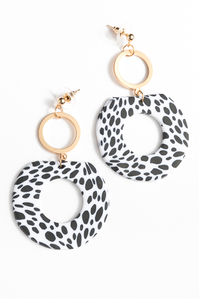 Dotted Clay Circle Earrings, White