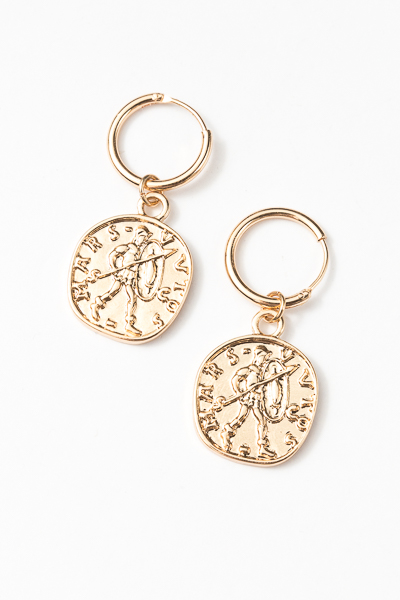 Coin Dangle Hoops, Gold