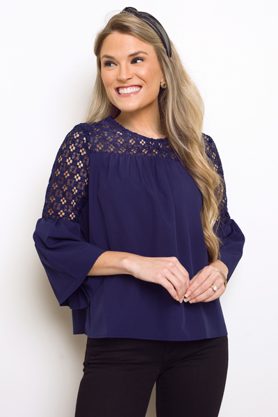Tyler Lace Top, Navy