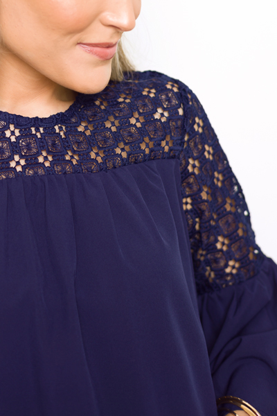 Tyler Lace Top, Navy