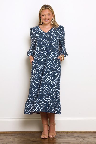 Tyson Dress, Blue Spots