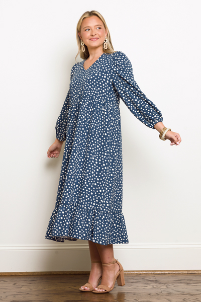 Tyson Dress, Blue Spots