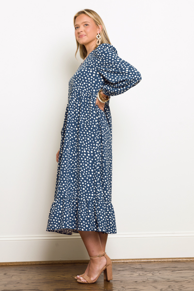 Tyson Dress, Blue Spots