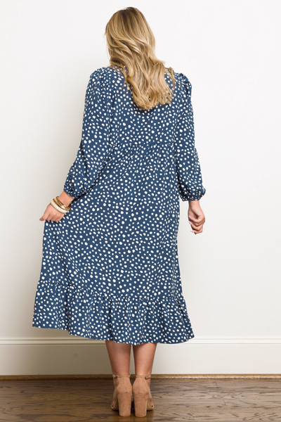 Tyson Dress, Blue Spots