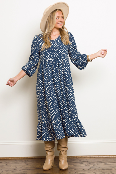 Tyson Dress, Blue Spots