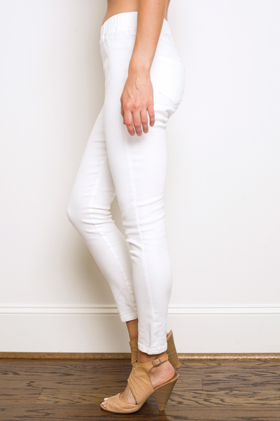 Denim Pull-On Pants, Off White