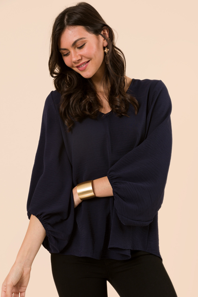 Puff Sleeve Blouse, Navy