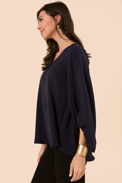 Puff Sleeve Blouse, Navy