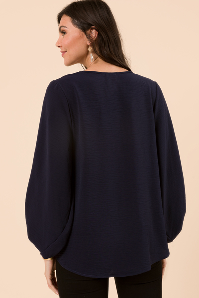 Puff Sleeve Blouse, Navy