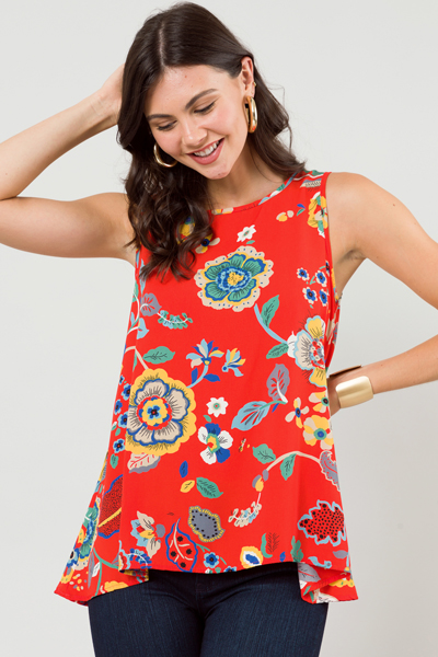 The Essential Tank Top, Red Floral