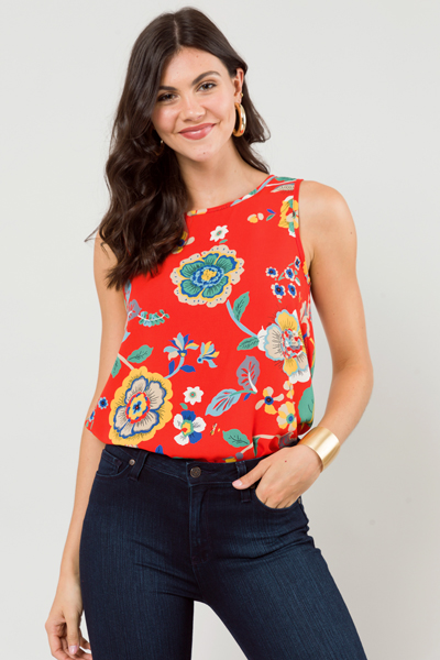 The Essential Tank Top, Red Floral