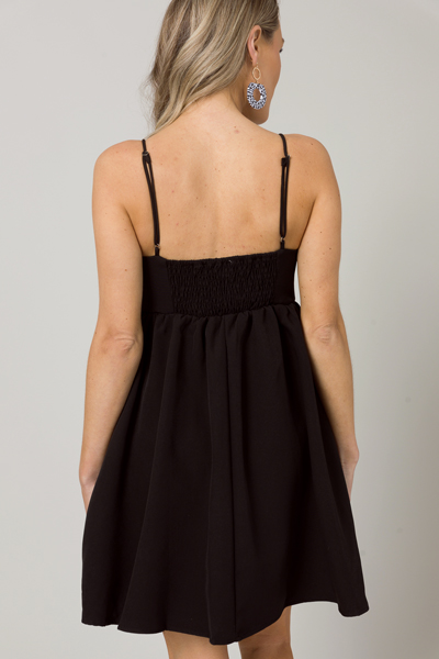 Bow Front Pocket Dress, Black
