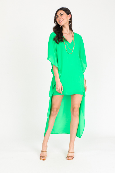 Solid Hi-Lo Caftan, Kelly Green