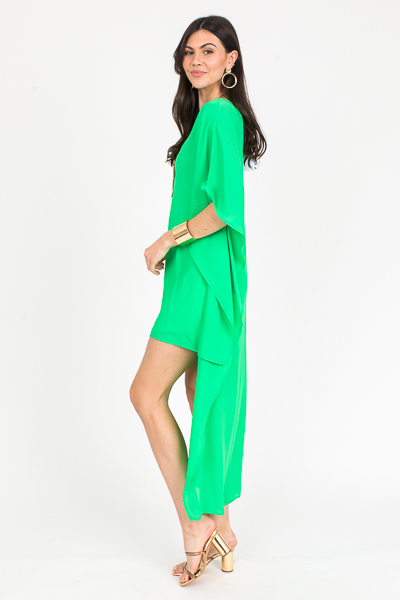 Solid Hi-Lo Caftan, Kelly Green