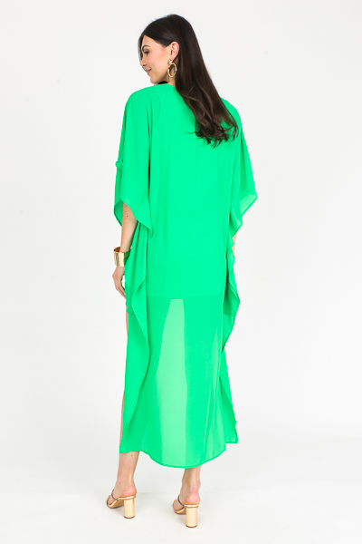 Solid Hi-Lo Caftan, Kelly Green