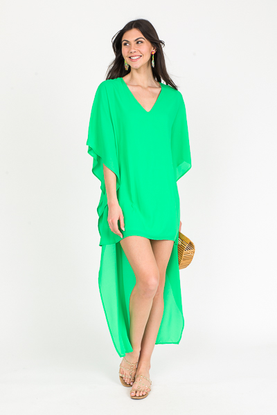 Solid Hi-Lo Caftan, Kelly Green