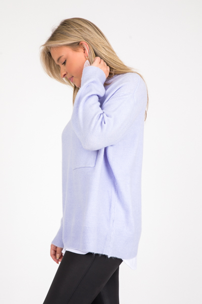 Pocket Turtleneck Sweater, Lavender