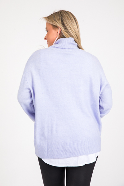Pocket Turtleneck Sweater, Lavender