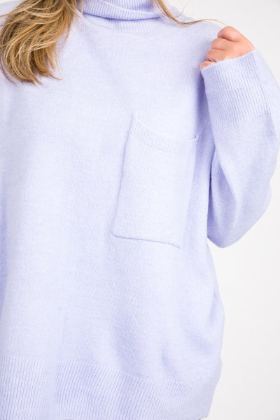 Pocket Turtleneck Sweater, Lavender