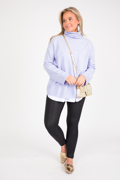 Pocket Turtleneck Sweater, Lavender