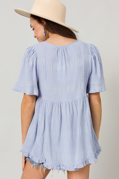 Texture Lines Babydoll Top, Periwinkle