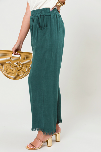 Cropped Linen Pant, Dark Teal