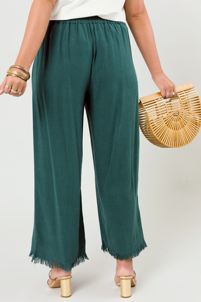 Cropped Linen Pant, Dark Teal