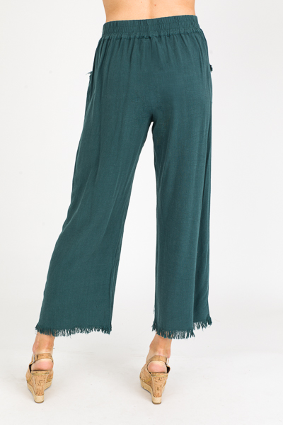 Cropped Linen Pant, Dark Teal