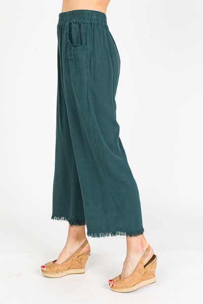 Cropped Linen Pant, Dark Teal